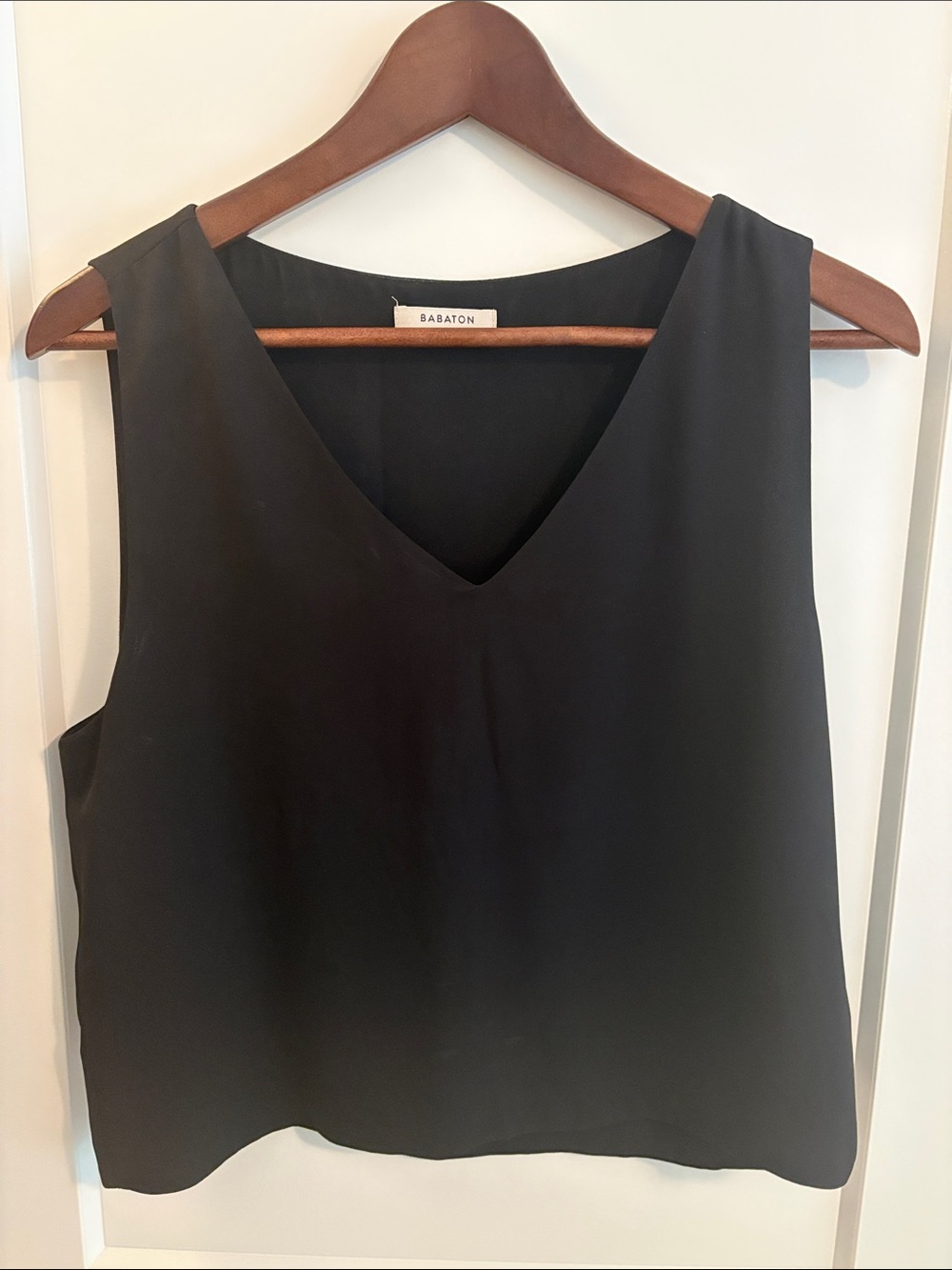 Babaton Black V-Neck Silk-Blend Camisole